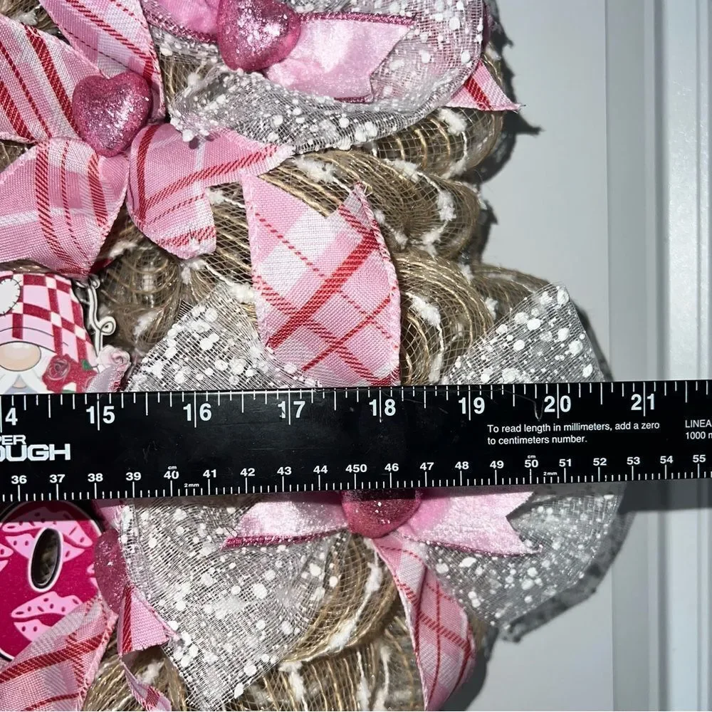 Gnome sweetheart Beautiful Valentine’s Day wreath hand made deco mesh wreath